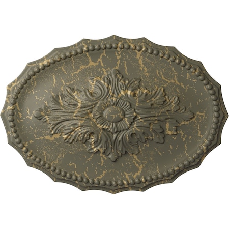 Ekena Millwork Oxford Ceiling Medallion, Hand-Painted Witch Hazel Crackle, 16 7/8"W x 11 3/4"H x 1 1/2"P CM16OXWHC
